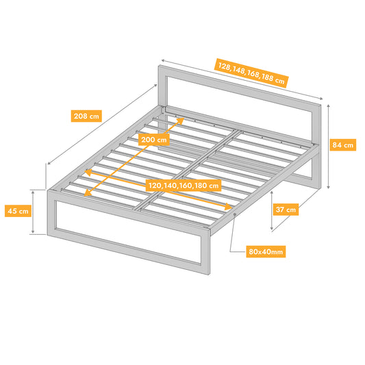Metallbett Ryka Classic – stabiles Bettgestell Metall