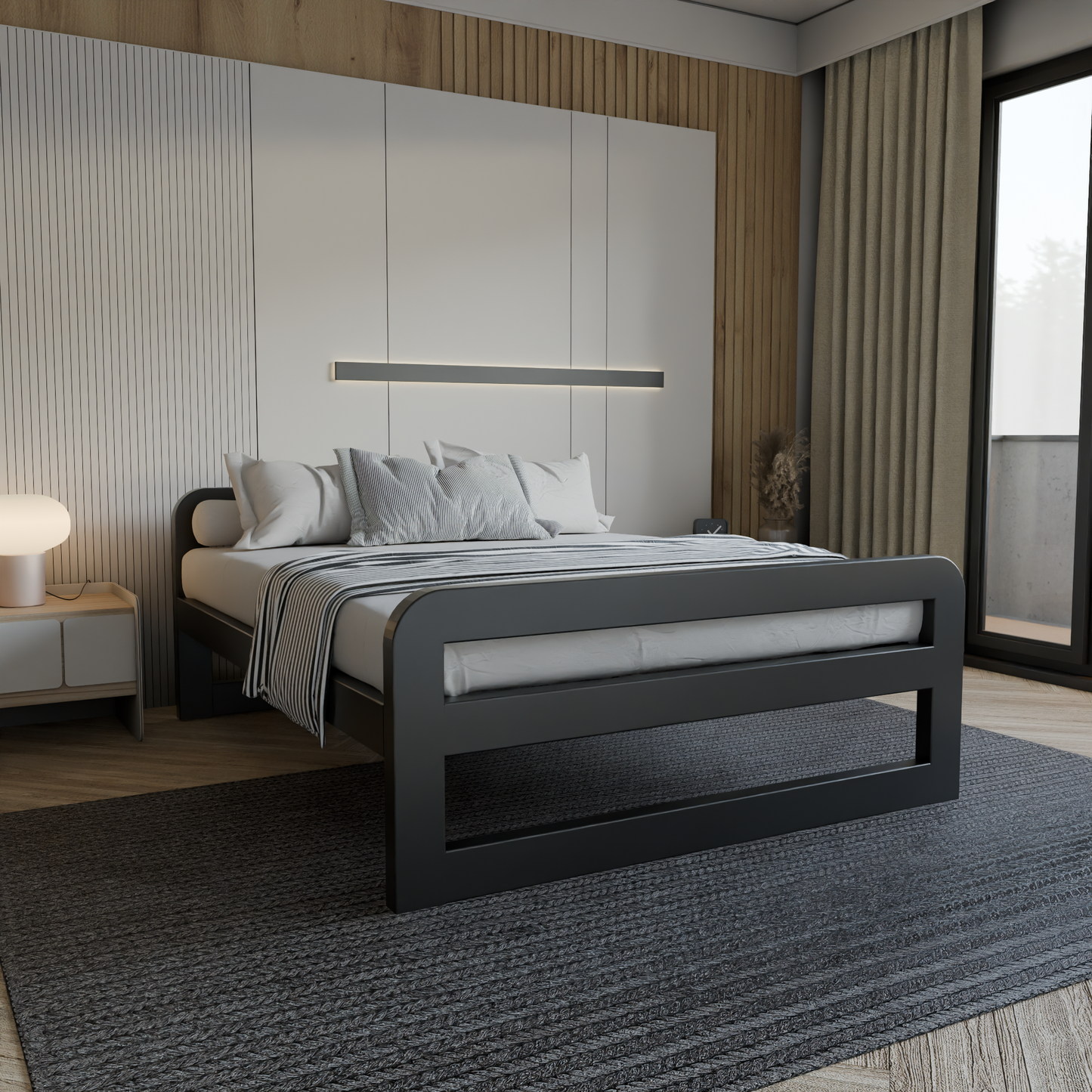 Kovová posteľ Ryka Round 120/160 uzavretá