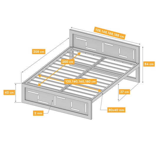 Metallbett Ryka Perfor M16 – stabiles Bettgestell Metall