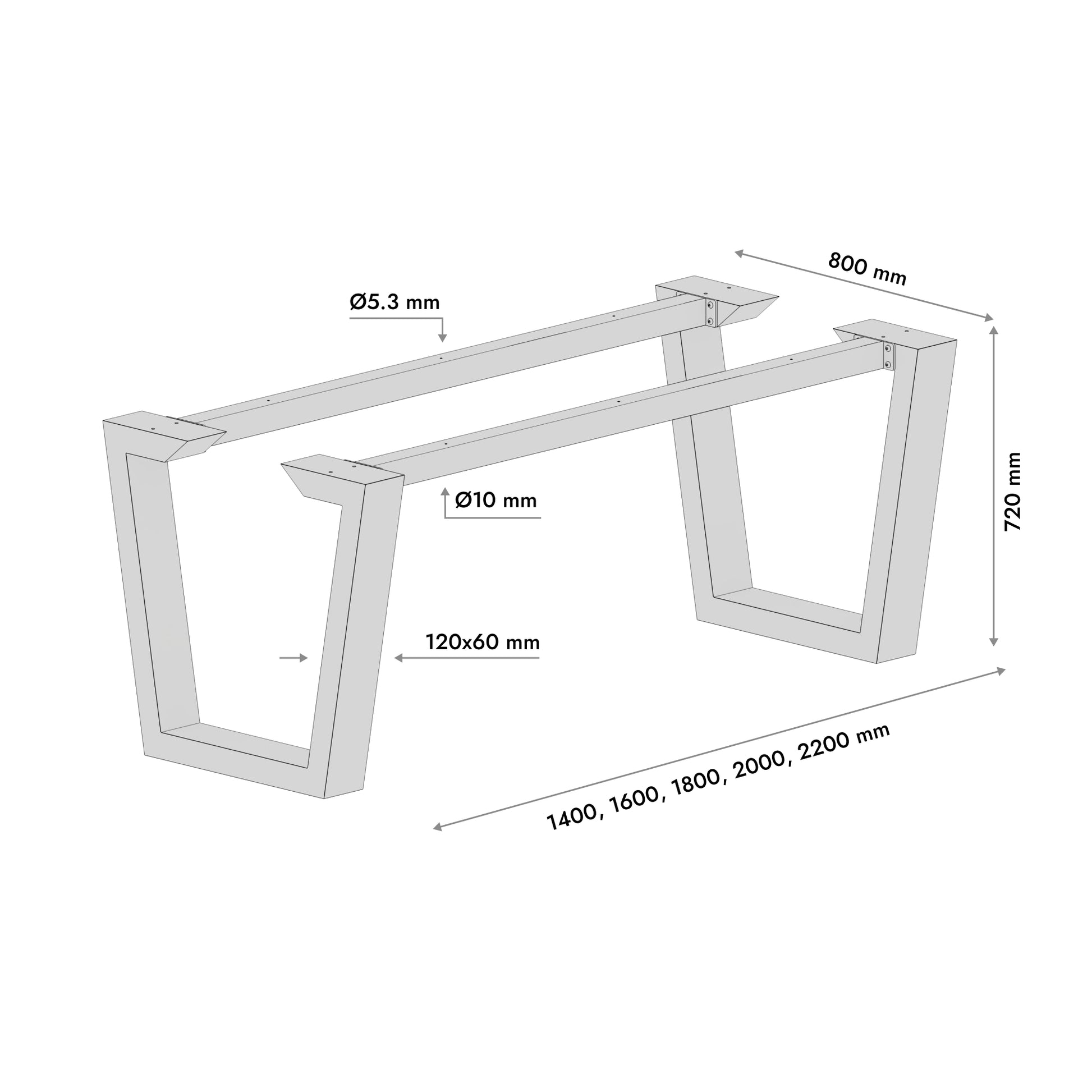 Stolová noha Atria Epox Extreme - 180x80x72 cm