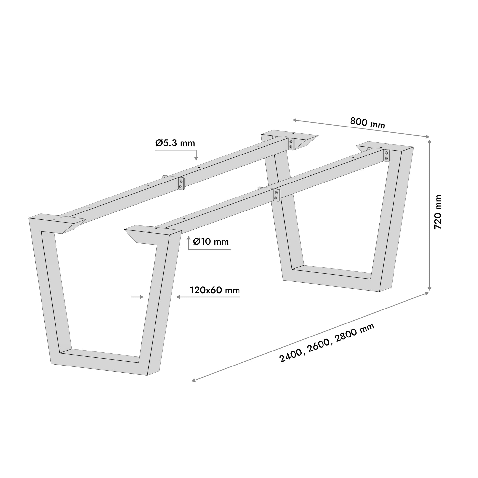 Stolová noha Atria Epox Extreme - 240x80x72 cm