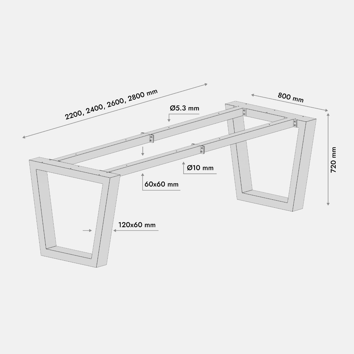 Stolová Noha - Atria Extreme - 280x80x72 cm