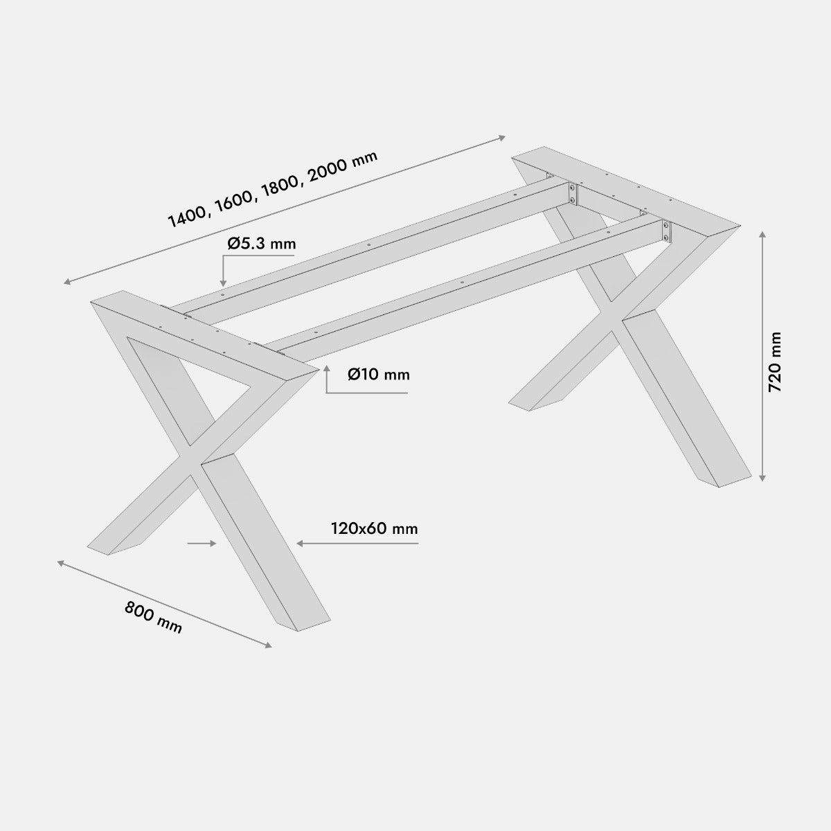 Stolová Noha - Belaga Extreme - 200x80x72 cm