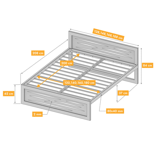 Metallbett Ryka Perfor M14 – stabiles Bettgestell Metall